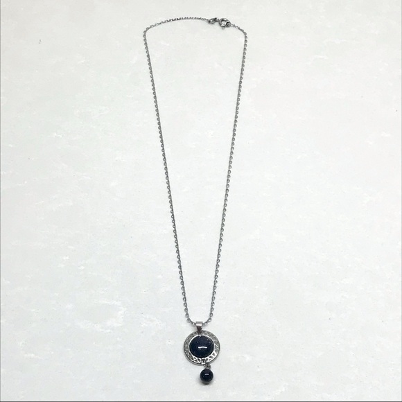 Necklace - black stone 9" inches - Picture 2 of 3